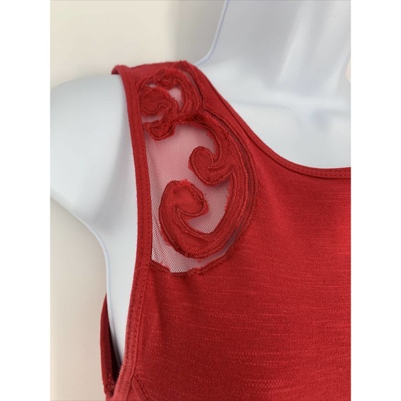 Free People Red Sexy Lace Bodycon Mini Dress Sleeveless Embroidered Sz XS - Picture 2 of 9